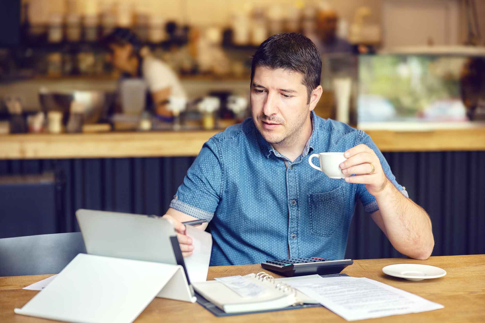 Man studies cash flow