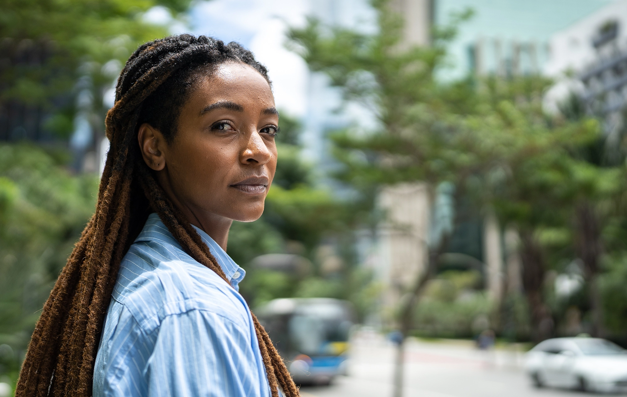 Young woman with braids