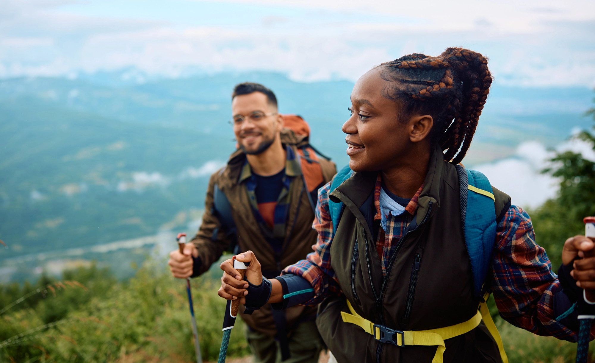 Man and woman hiking