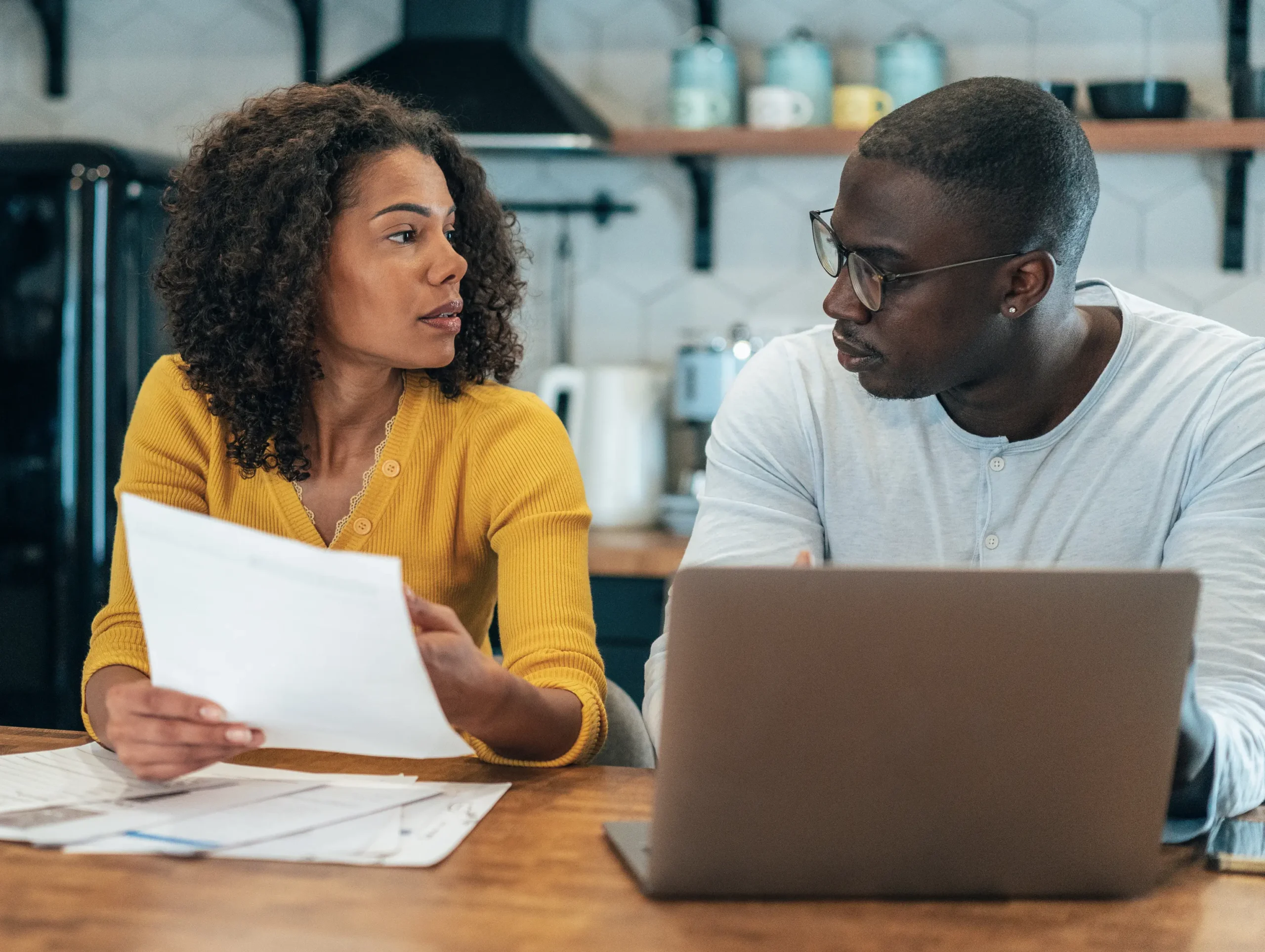 Couple looking at paperwork