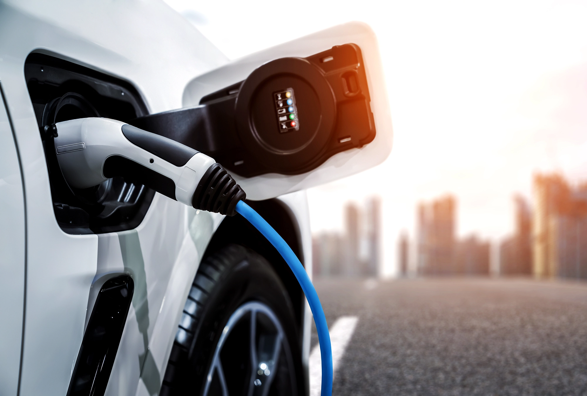 An electric car charging
