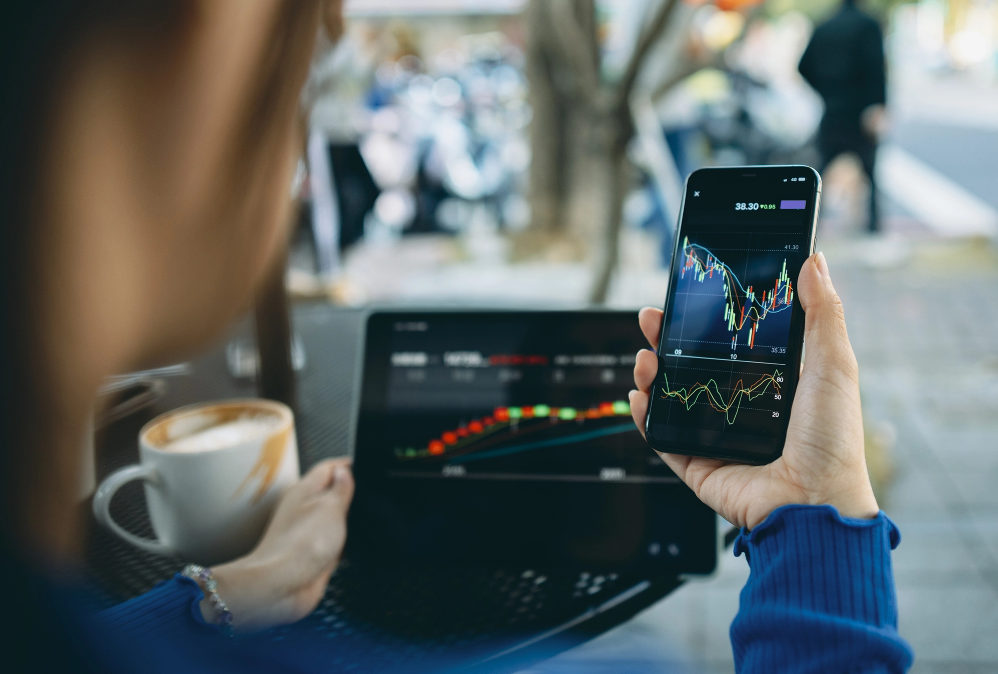 A person checking their market valutation