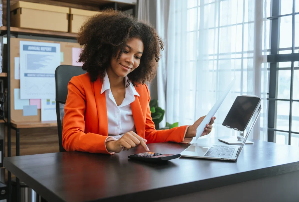 A woman working on her tax strategies