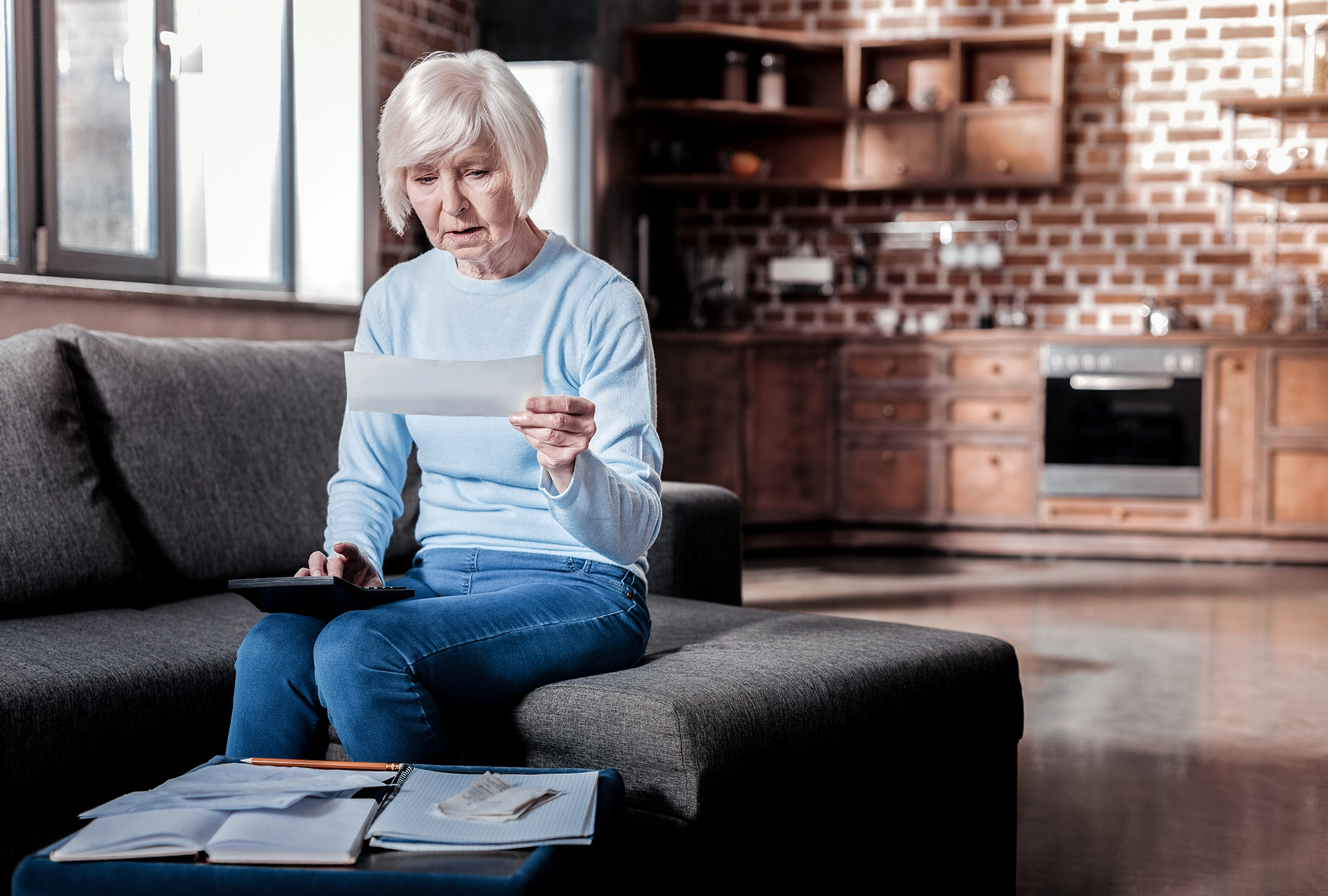 A woman receiving her social security check