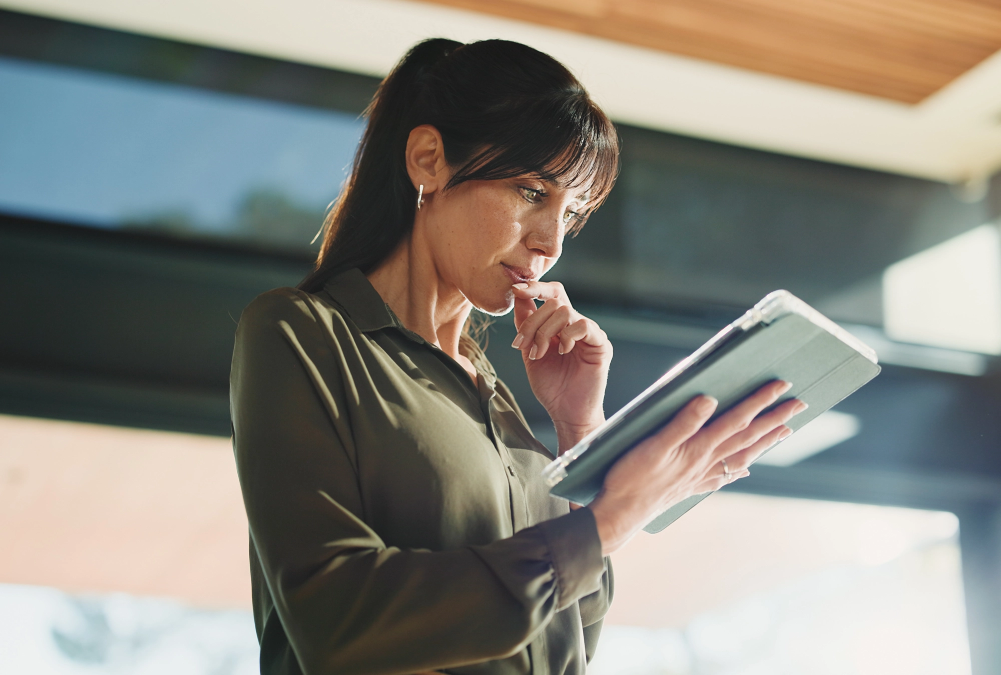 A woman reviewing her insurance coverage