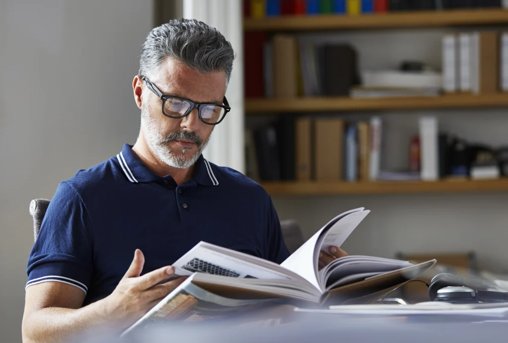 A man looking at intellectual property