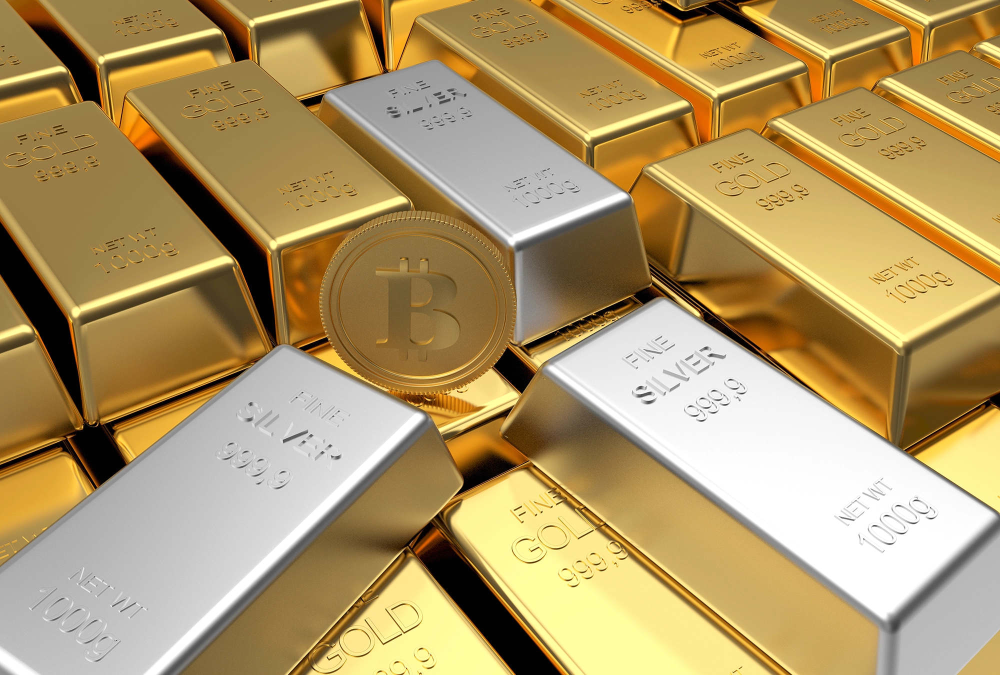 A pile of gold and silver