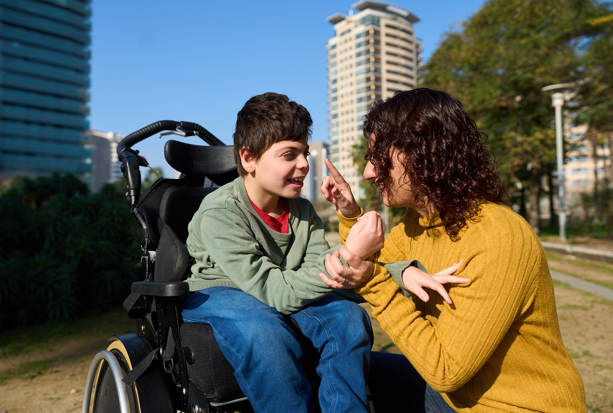 A mother with her child with special needs