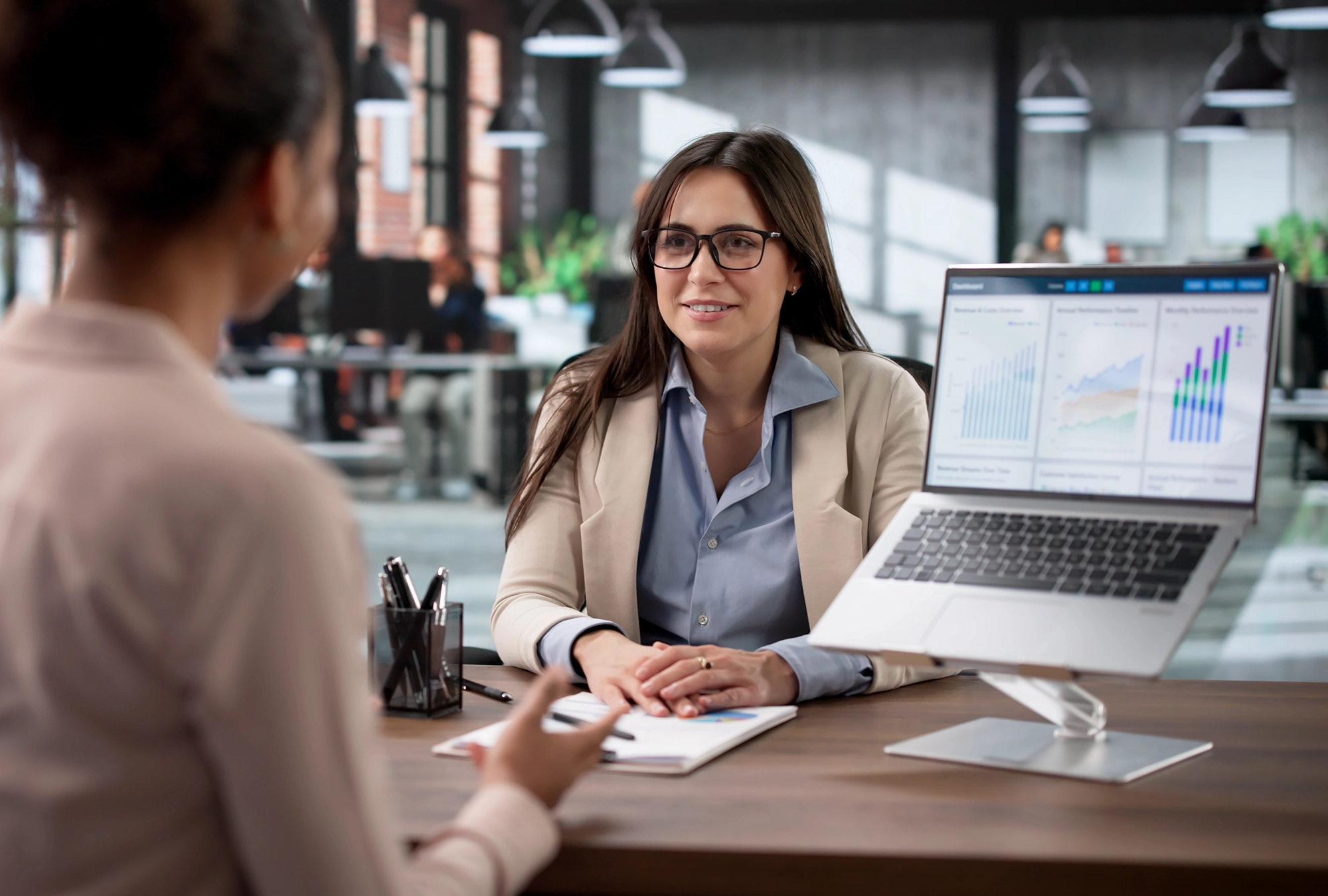 An advisor working with their client on an RIA