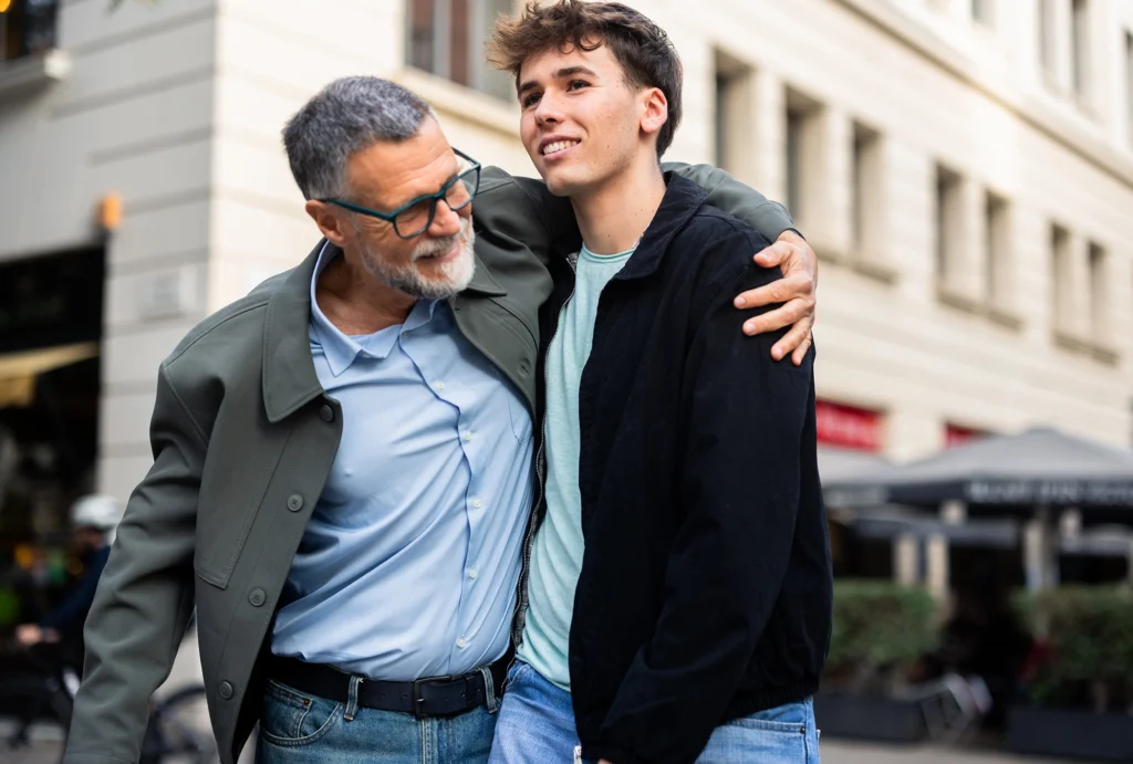 Father and Son Taking a Walk