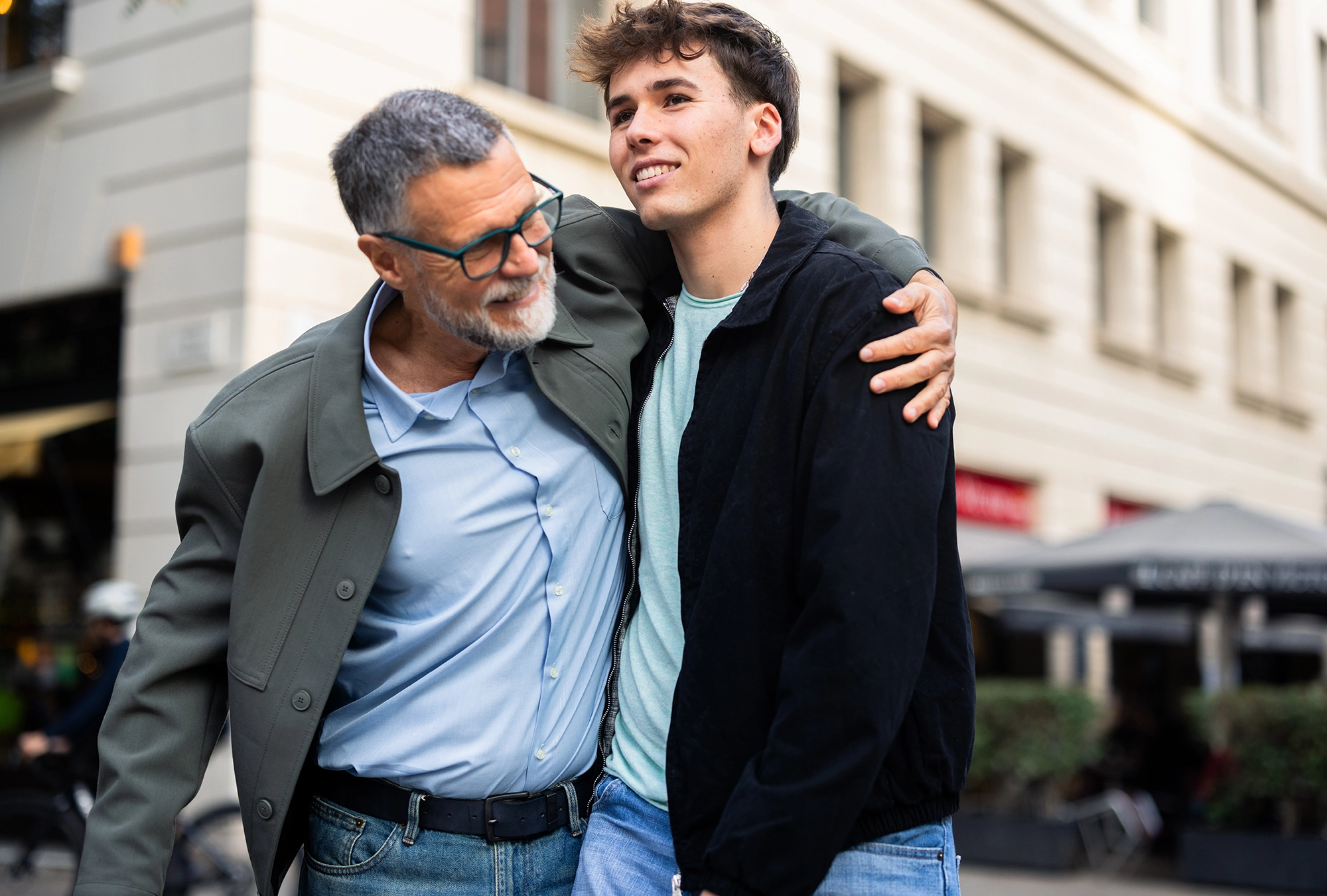 Father and Son Taking a Walk